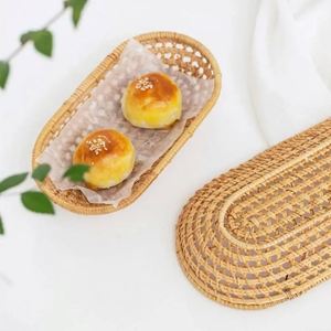 Langlebiger Rattan-PE-Wäschekorb, hohl gewebter Hyazinthen-Riesenkorb, rosa Brotkorb, handgewebte Servierlösung, faltbar - Product Image 5