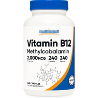 Vitamine B12 quotidienne 2000 mcg pour hommes et femmes adultes, soutient le métabolisme énergétique, améliore l'immunité, santé globale, sans gluten, 240 comprimés