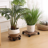 Support de plantes roulant en bois massif, base de pot de fleurs pour la maison et le bureau