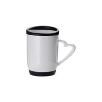 Vesub vente en gros sublimation noir 12oz tasses en céramique 360ml sublimation blancs tasse avec couvercle et base en silicone