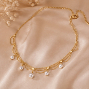 Elegant Pearl Layered Choker <b>Necklace</b> for Women Gold Plated Bridal Wedding Jewelry Fashion <b>Statement</b> <b>Necklace</b> - Product Image 2