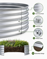 Bac de jardinage surélevé rond en acier galvanisé ondulé couleur personnalisée gris foncé pour potager de ferme