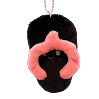 ODM Pendentif Porte-clés Décoratif en Peluche, Forme Claquettes Squeaky Slippers, Rembourrage Coton PP, Jouet Anti-stress, Cadeau