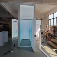 Stand d'exposition modulaire pour échographie médicale IA, vitrine en tissu SEG avec éclairage LED pour événements technologiques de santé