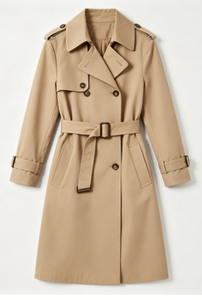 Manteau <span class=keywords><strong>trench</strong></span> <span class=keywords><strong>beige</strong></span> pour <span class=keywords><strong>femme</strong></span> avec ceinture longue, double boutonnage, coupe courte décontractée, imperméable et orné de dentelle - Product Image 1