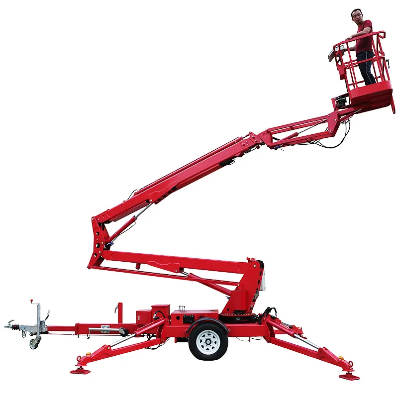 CE lifter machine towable man lift cherry picker Telescopic boom lift with height 10-24m