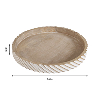 Plateau rond en bois massif poli, moderne et écologique, pour le petit-déjeuner, le service à thé et la décoration de table