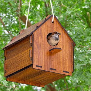 Handmade <b>Wooden</b> Bird <b>House</b> Outdoor Hanging Birdhouse Garden Nesting Box Natural Wood Bird Shelter - Product Image 1