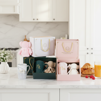 Ensemble de 4 tasses à café en porcelaine avec couvercle, cuillère et boîte cadeau - Passe au micro-ondes et au lave-vaisselle, design moderne, logo personnalisable pour cadeaux