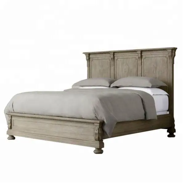 سرير بلوح منجد بتصميم طبيعي ، أحدث شريحة دعم سرير خشبي بحجم كينج