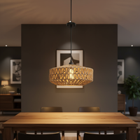 Luminaire suspendu en rotin tressé à la main, style moderne européen, pour intérieur, abat-jour en forme de dôme, 35-45 jours