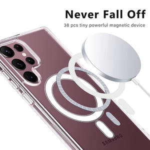 Étui magnétique pour <span class=keywords><strong>Samsung</strong></span> <span class=keywords><strong>Galaxy</strong></span> S22 ultra, charge sans fil, étui transparent pour téléphone <span class=keywords><strong>Samsung</strong></span> S22 S23 S24 Plus S25 S26 Ultra - Product Image 3