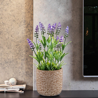 Tanaman Lavender buatan, cocok untuk dekorasi perlengkapan pernikahan di meja dekorasi rumah dalam pot keramik