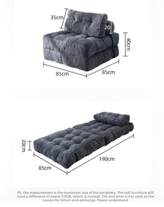 <span class=keywords><strong>Canapé</strong></span> de sol compressible en velours côtelé avec design capitonné 3D profond, fauteuil paresseux pliable avec appui-tête pour salon et chambre - Product Image 6