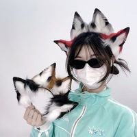 Serre-tête en peluche oreilles de renard style Anime Lolita, ensemble queue longue surdimensionnée, fourrure synthétique, pour performance scénique et masquerade therian