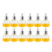 Hopeck 50ML Botella de vidrio moldeada de grasa corta Revestimiento de aluminio/PP Collar 20/415 Tapa cuentagotas para aceite esencial Suero para el cuidado de la piel de las uñas