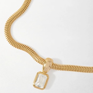 Collier pendentif diamant, collier en diamant de laboratoire, <span class=keywords><strong>bijoux</strong></span> de mode, colliers, collier plaqué or inaltérable, minimaliste - Product Image 4