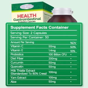 Alta Qualidade Gastrointestinais Probióticos Cápsulas-Natural Infundido com Ervas, Apoia a Saúde Intestinal e Digestão, Equilibra a Flora Intestinal - Product Image 6