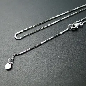 Collier en argent Sterling 100% plaqué Rhodium, chaîne avec fermoir, 18 pouces, 1.0mm