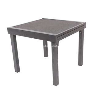 Leisure Modern Outdoor Dining Extension <b>Table</b> 90/180cm Dark Gray <b>Aluminum</b> Glass Top Metal for Parks Exteriors - Product Image 2