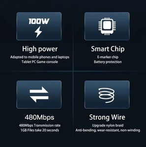 สายชาร์จเร็ว USB-C แบบไนลอนผสมอะลูมิเนียม ทองแดงแท้ 6 ฟุต/2 เมตร รองรับ PD 100W พร้อมชิปอัจฉริยะ E-Marker สำหรับ iPhone ความยาว 1 เมตร - Product Image 3