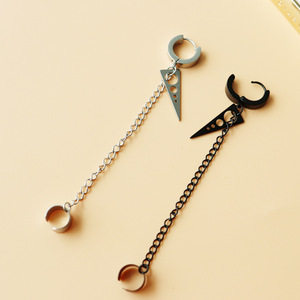 Pendientes de Clip Geométricos Triangulares de Acero Inoxidable y Aleación de Zinc, Estilo Punk Hip Hop Urbano, Joyería para Perforaciones Dobles en la Oreja - Product Image 4