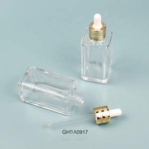 Flacon en verre vide pour lotion, flacon pompe compte-gouttes en verre, logo personnalisé, flacon carré en verre pour lotion 110 ml - Product Image 1