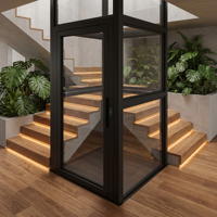 Ascenseur moderne sans fosse en verre carré pour résidence urbaine au Brésil, gain de place, faible bruit, installation facile, ascenseur pour villa et maison