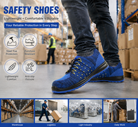Chaussures de sécurité respirantes avec embout en acier, tige en maille Fly-Knit, semelle extérieure en PU, anti-perforation, antistatiques, pour le printemps, l'été et l'automne, usage en usine