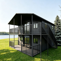 Maison conteneur extensible à deux étages de 40 pieds, en acier léger, panneaux sandwich, résistante aux ouragans et aux tremblements de terre, installation rapide