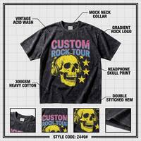 Kaos Pria Grafis Custom Berkualitas Tinggi 100% Katun Oversize Streetwear Hip Hop Sablon Digital Vintage