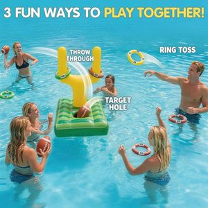 2-in-1 <b>Inflatable</b> Football Goal & Ring Toss Game Set <b>for</b> <b>Pool</b> & Backyard - Product Image 3
