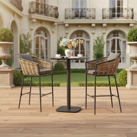 Chaise de bar et table de jardin de luxe pour restaurant, ensemble de chaise haute en rotin et table en aluminium