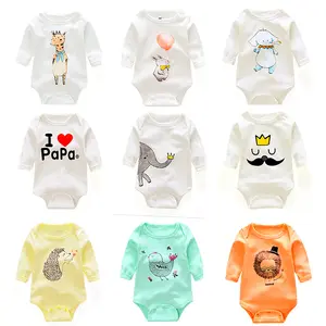 Custom Random Patroon Baby Kleding Dier Baby Meisjes Rompertjes Lange Mouw Baby Romper