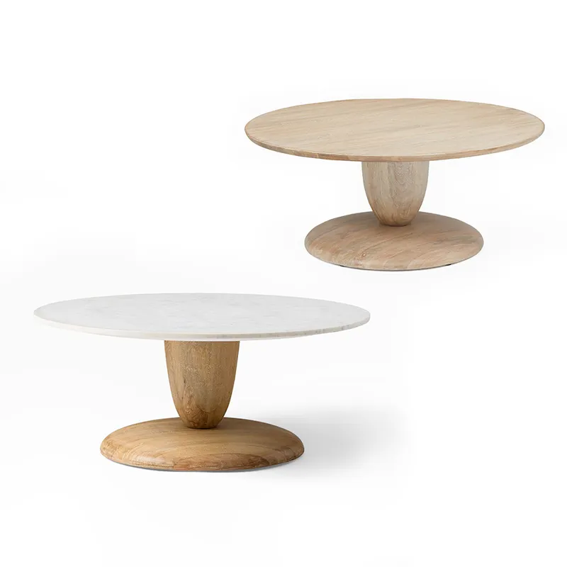 Tavolino da caffè in legno di forma rotonda di Design di lusso per salotto tavolo in marmo superiore centrale tavolino da caffè