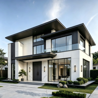 Villa préfabriquée en acier léger de style A-frame KT - Luxe économique, tailles personnalisables, installation rapide, solution pour écoles, bureaux, hôtels