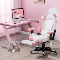 More Design Stuff Fauteuil de bureau pivotant confortable et réglable en hauteur pour ordinateur de course et jeu avec repose-pieds