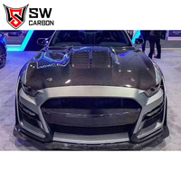 Pour Ford Mustang capot en Fiber de carbone GT500 Style couvercle de soupape de moteur avant bouclier thermique pièces automobiles 2015-2021