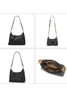 Sac à bandoulière pour femme en cuir véritable, sac sous le bras, nouveau modèle européen et américain 2025, mode décontractée, sac messager à chaîne élégant - Product Image 5