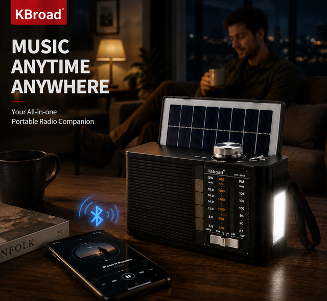 Portable Flashlight Solar Charging TF Card USB Playback  5.0 Multifunctional Radio