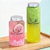 Bouteille jetable en PET transparente en forme de U, écologique, anti-fuite, sans BPA, avec couvercle à vis, pour thé au lait, usage commercial ou domestique, pour jus d'orange