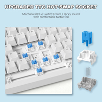 Teclado Mecánico para Juegos Ajazz AK820 con Control de Perilla CNC, Diseño de Montaje Gasket al 75%, Cable USB-C, Retroiluminación LED, Teclas Programables