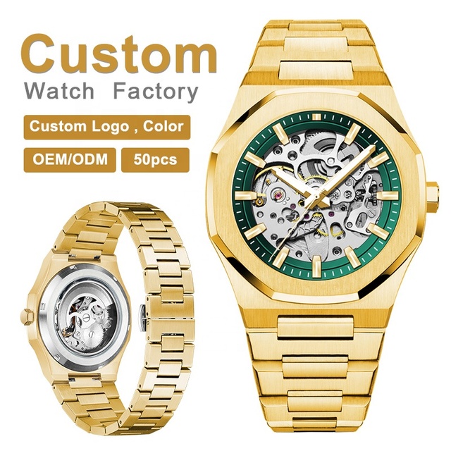 Luxury Watch Men Wholesale Low Moq Custom High Quality Skeleton Automatic Mechanical Wristwatch Men Watch With Logo