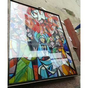 Gran Biombo de Vidrio Artístico Tiffany con Diseño de Catedral para Sala de Estar, Bar y KTV - Product Image 1