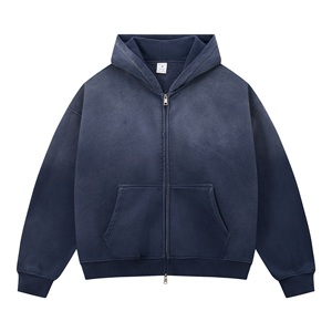 <span class=keywords><strong>Felpa</strong></span> <span class=keywords><strong>con</strong></span> <span class=keywords><strong>cappuccio</strong></span> da uomo personalizzata, in maglia 400G, effetto vintage spray, spessa, vestibilità ampia, spalle scese, taglio squadrato, distressed, <span class=keywords><strong>con</strong></span> <span class=keywords><strong>zip</strong></span> - Product Image 2