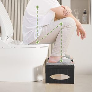 JQ Tabouret de toilette personnalisé antidérapant en bambou Tabouret pliable Repose-pieds pour adultes Salle de bain - Product Image 2