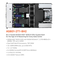 Serveur monté en rack Pegatron AS801-2T1 8U avec 8x GPU NVIDIA HGX B300 et double Intel Xeon 6767P pour centre de données AI HPC