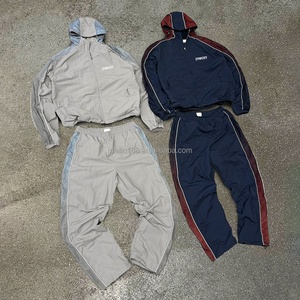 Custom Nylon Pants and <b>Zip</b> <b>up</b> <b>Jackets</b> Patchwork Graduated Mesh Design Jogging Suit Windproof Waterproof Windbreaker Tracksuit - Product Image 1