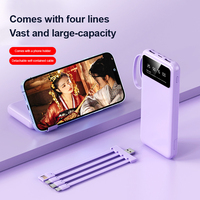 Banque d'alimentation portable avec 4 câbles intégrés, 10000mAh, 22.5W, double USB, charge rapide, pour iPhone 15