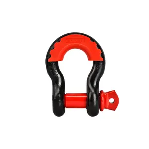 Customized Off Road Waterproof 2ton Large Black Paint Steel Bow Shackle With Read Isolator